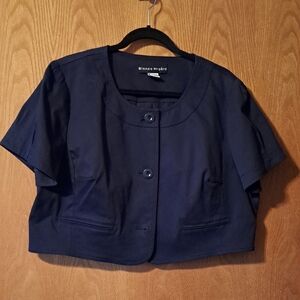 Bianca NYGARD Navy Blue Cropped Short Sleeve Jacket